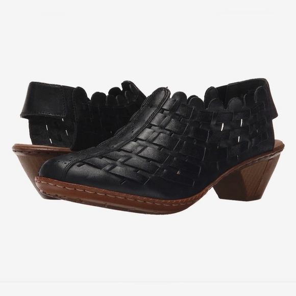 Rieker Shoes - Rieker Sina Black Woven Leather Sandals Women's Size 42-10 Classic Boho Chic